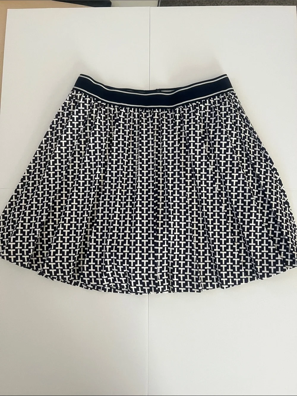 Tory Burch Navy and White Graphic Circle Skirt